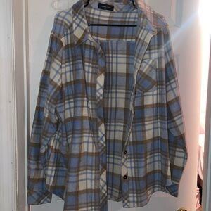 White fox plaid oversized shacket